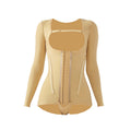 Waist and abdominal ring suction body fat shaping garment, upper body and arm liposuction post-shaping, strong pressure long sleeves jumpsuit, hip lifting and body shaping