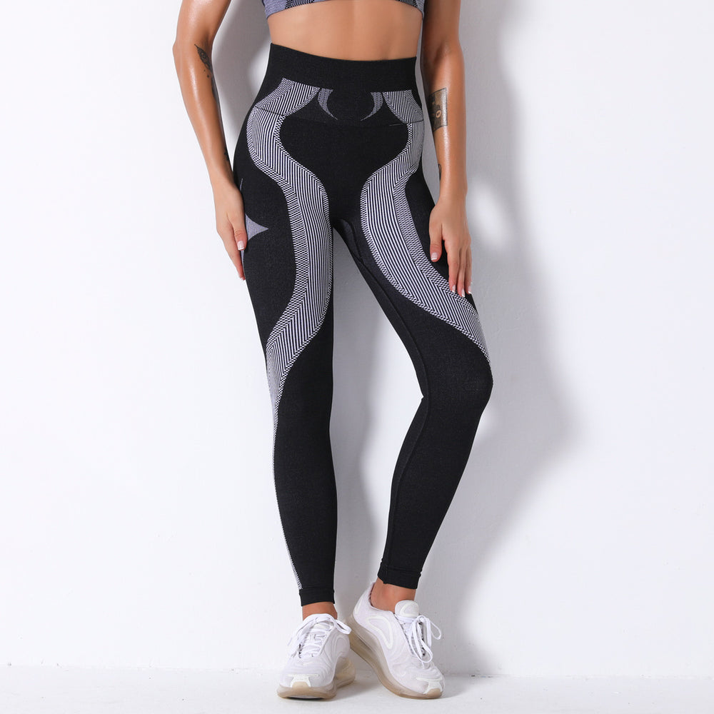 Amazon fashionhigh waist butt lift stretch tight yoga pants seamless knittingstripes peach butt lift yoga pants