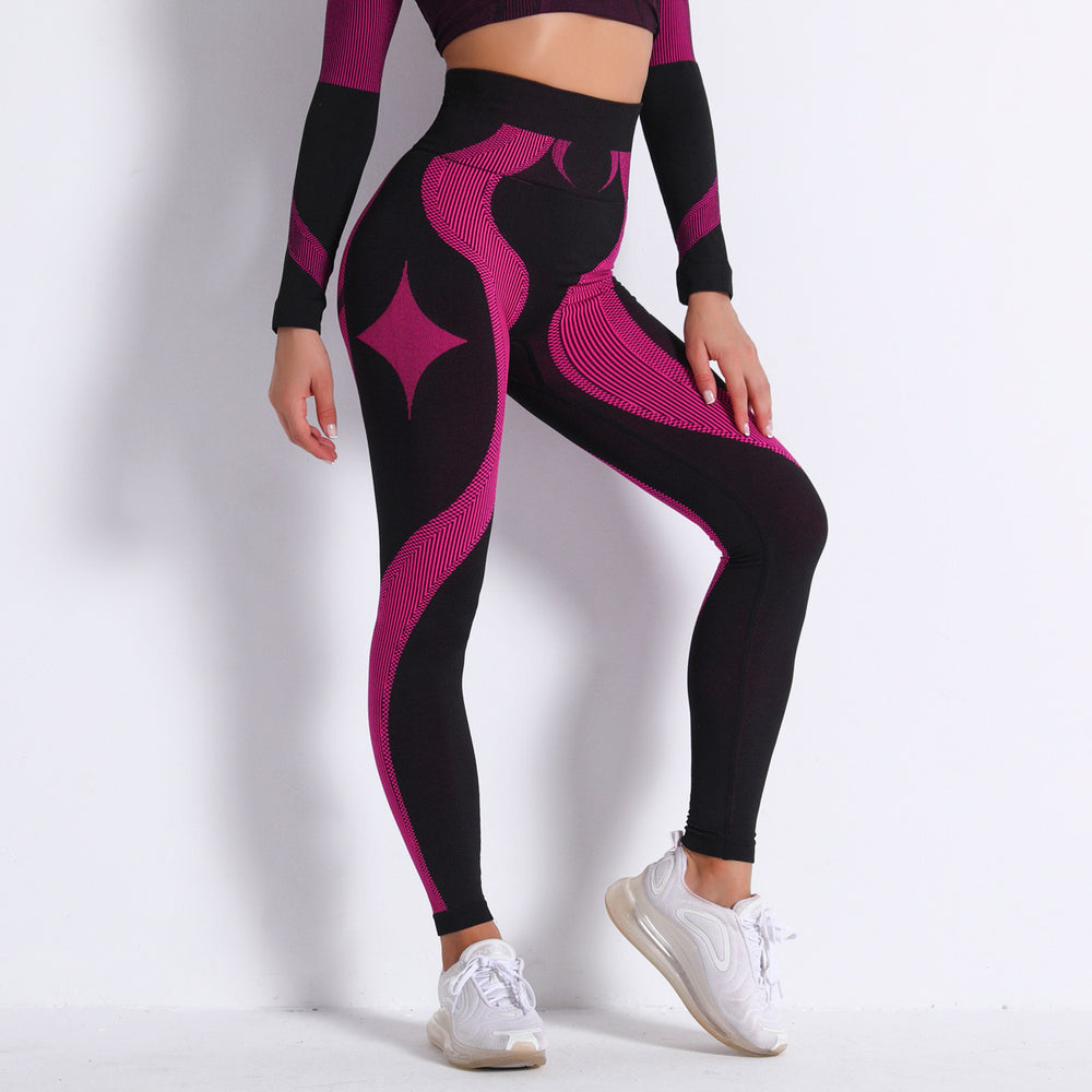 Amazon fashionhigh waist butt lift stretch tight yoga pants seamless knittingstripes peach butt lift yoga pants