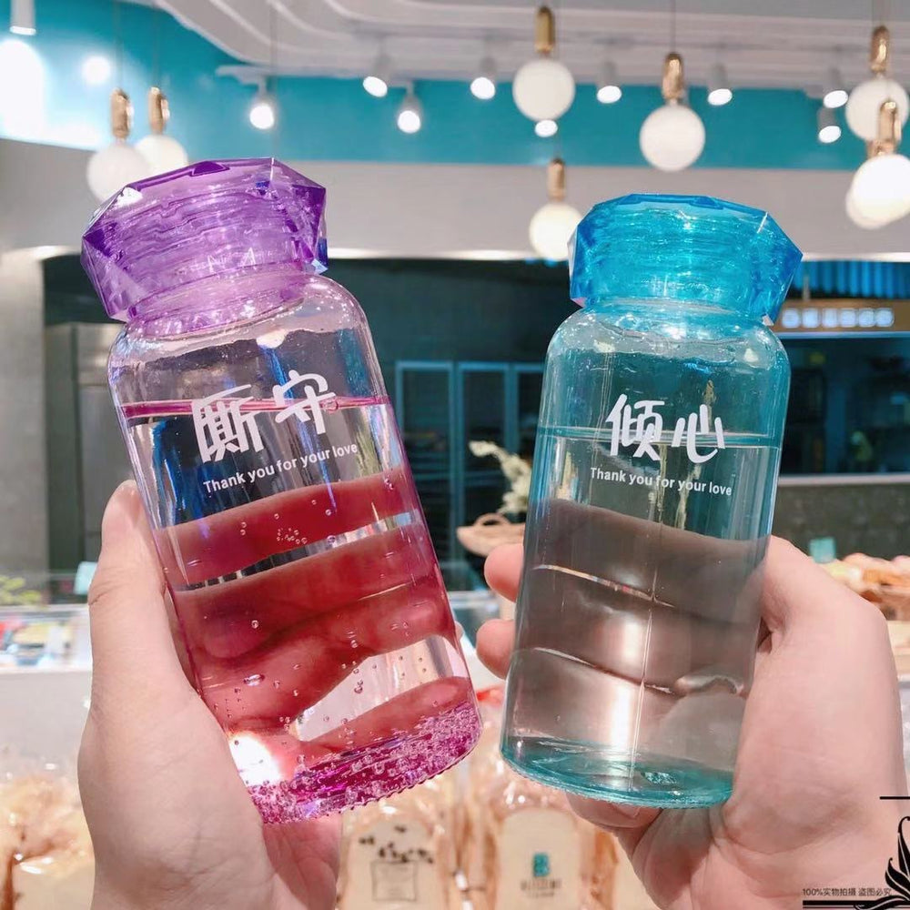 Diamond cup iridescent glass water cup creative popular round gift cup logo printing advertising cup cold drink customization
