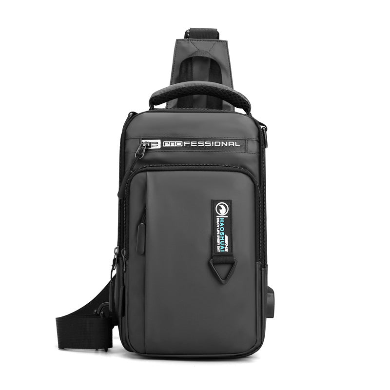 Cross-border special for new men's multi-functional breast bag casual shoulder messenger bag USB charging chest bag anti-theft backpack