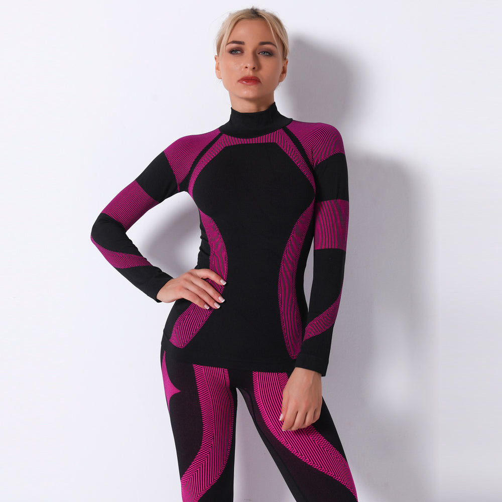 Clearance: european and american influencer-approved seamless knit sexy striped quick-dry yoga top - long sleeve activewear for running and fitness