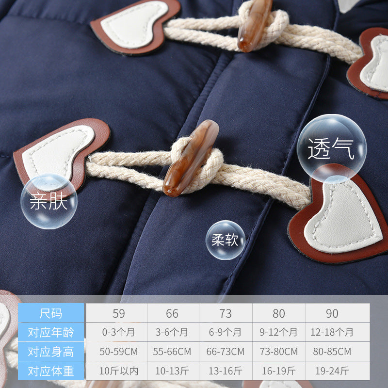 Ins baby winter clothing jumpsuit thickened quilted fleece-linedheattech baby cotton clothing children's clothing k-style hooded