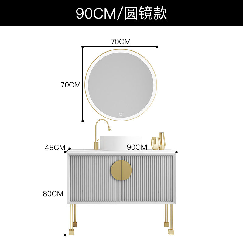 Oak bathroom cabinet Floor-to-ceiling light luxury washbasin cabinet Combined bathroom Hand washstand Bathroom mirror cabinet