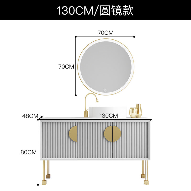 Oak bathroom cabinet Floor-to-ceiling light luxury washbasin cabinet Combined bathroom Hand washstand Bathroom mirror cabinet