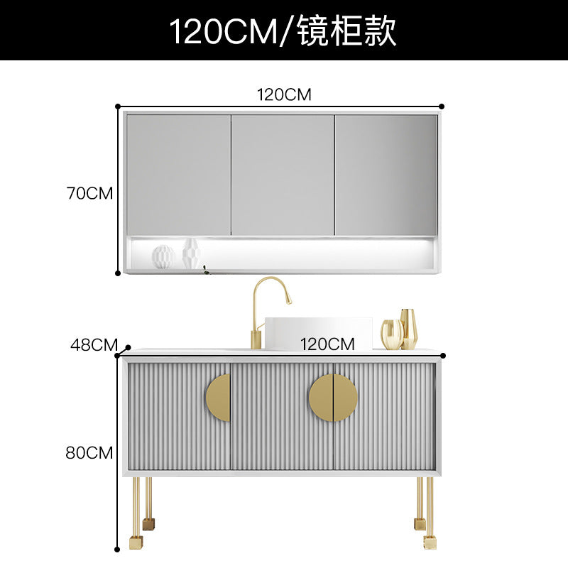 Oak bathroom cabinet Floor-to-ceiling light luxury washbasin cabinet Combined bathroom Hand washstand Bathroom mirror cabinet