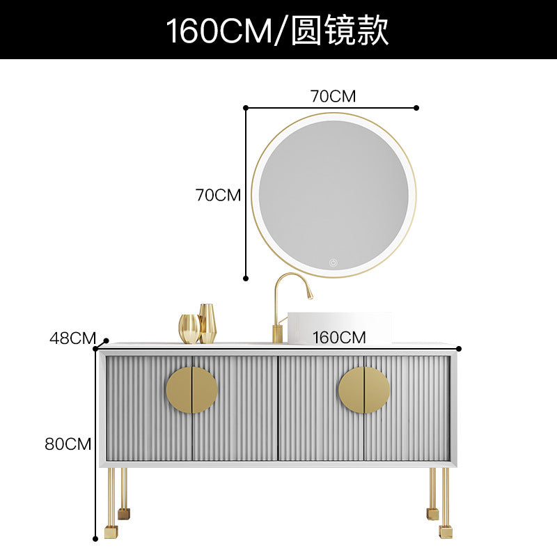 Oak bathroom cabinet Floor-to-ceiling light luxury washbasin cabinet Combined bathroom Hand washstand Bathroom mirror cabinet