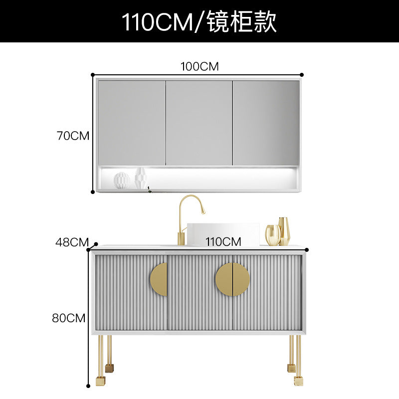 Oak bathroom cabinet Floor-to-ceiling light luxury washbasin cabinet Combined bathroom Hand washstand Bathroom mirror cabinet