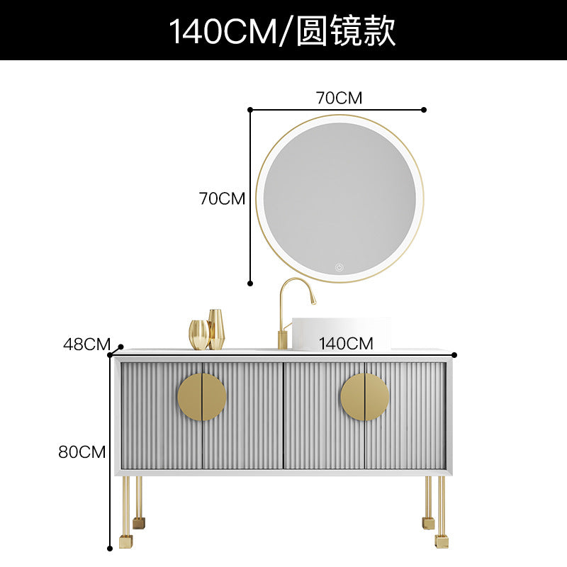 Oak bathroom cabinet Floor-to-ceiling light luxury washbasin cabinet Combined bathroom Hand washstand Bathroom mirror cabinet