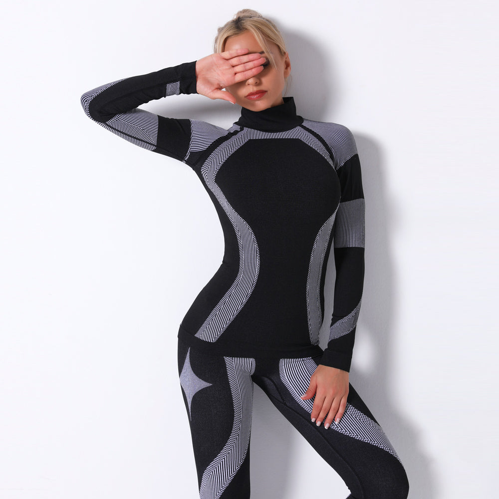 Clearance: european and american influencer-approved seamless knit sexy striped quick-dry yoga top - long sleeve activewear for running and fitness
