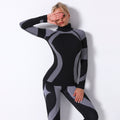 Clearance: european and american influencer-approved seamless knit sexy striped quick-dry yoga top - long sleeve activewear for running and fitness