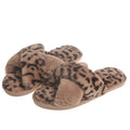 Leopard print criss-cross fuzzy slippers - women's autumn/winter home slippers, flat open-toe cotton slippers, european & american style, cross-border, warm floor slippers, trendy