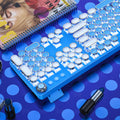 Genuine mechanical keyboard green axis girls popular girl heart pink blue round button game punk cross-border private model wholesale