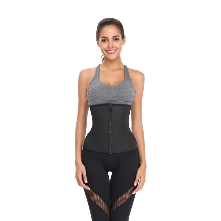 Rubber style 9 steel ribs waist clip girdle with 3-breasted waistband   cross-border supply slim waist