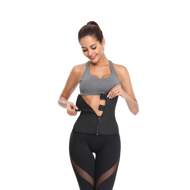Rubber style 9 steel ribs waist clip girdle with 3-breasted waistband   cross-border supply slim waist