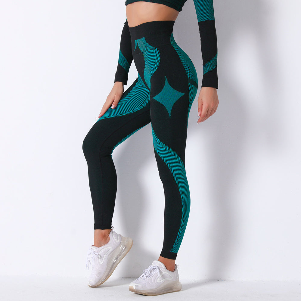 Clearance: european and american influencer-approved seamless knit sexy striped breathable moisture-wicking yoga pants for running, sports, and fitness