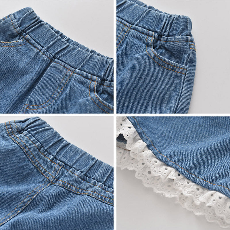 Girls' denim shorts - korean style, trendy & chic, lightweight hot pants for summer, versatile outerwear, perfect for mid-to-large children