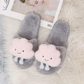 Furry slippers women's flats clouds 2024 fall and winter new arrival one-line outwear home casual plaid warmth furry slippers women