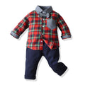 Exportfall and winternew arrivalchildren's clothingsuitboys single flap pocket pantscolorblockgentlemansuitkids shirtlong sleeves suspenders