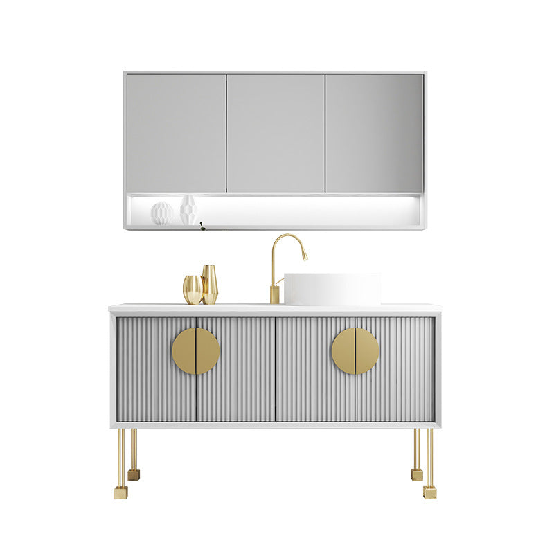 Oak bathroom cabinet Floor-to-ceiling light luxury washbasin cabinet Combined bathroom Hand washstand Bathroom mirror cabinet