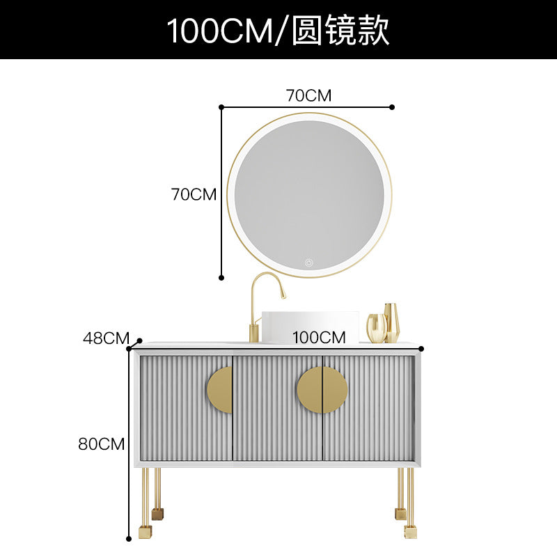 Oak bathroom cabinet Floor-to-ceiling light luxury washbasin cabinet Combined bathroom Hand washstand Bathroom mirror cabinet