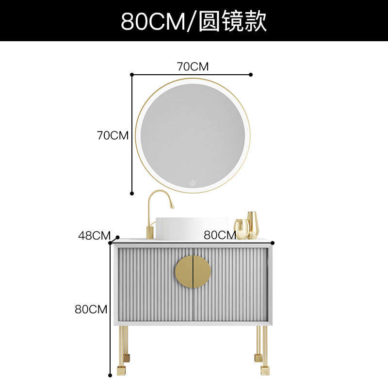 Oak bathroom cabinet Floor-to-ceiling light luxury washbasin cabinet Combined bathroom Hand washstand Bathroom mirror cabinet