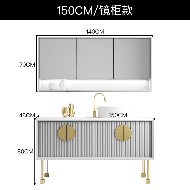 Oak bathroom cabinet Floor-to-ceiling light luxury washbasin cabinet Combined bathroom Hand washstand Bathroom mirror cabinet