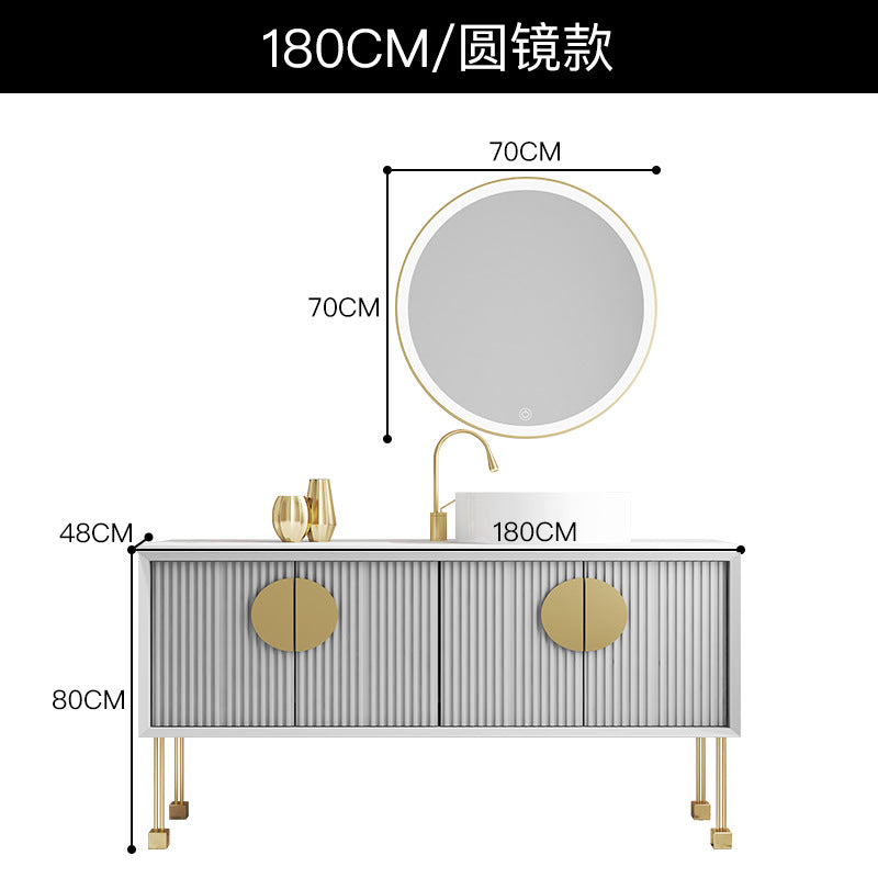 Oak bathroom cabinet Floor-to-ceiling light luxury washbasin cabinet Combined bathroom Hand washstand Bathroom mirror cabinet