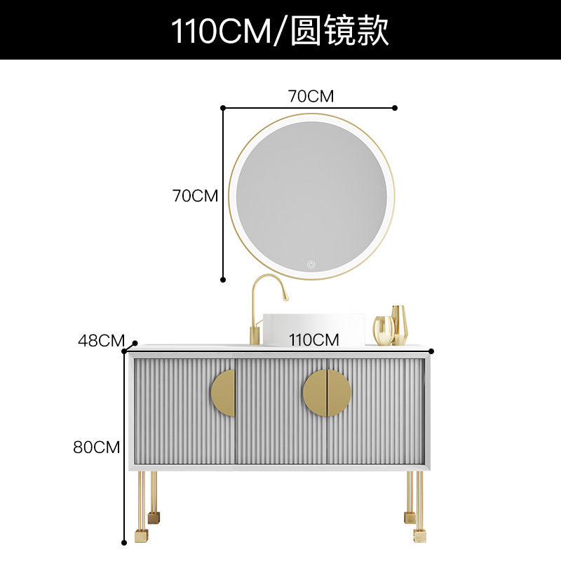 Oak bathroom cabinet Floor-to-ceiling light luxury washbasin cabinet Combined bathroom Hand washstand Bathroom mirror cabinet