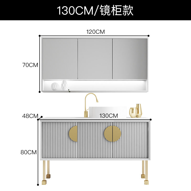 Oak bathroom cabinet Floor-to-ceiling light luxury washbasin cabinet Combined bathroom Hand washstand Bathroom mirror cabinet
