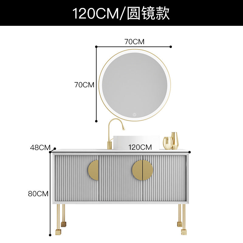 Oak bathroom cabinet Floor-to-ceiling light luxury washbasin cabinet Combined bathroom Hand washstand Bathroom mirror cabinet