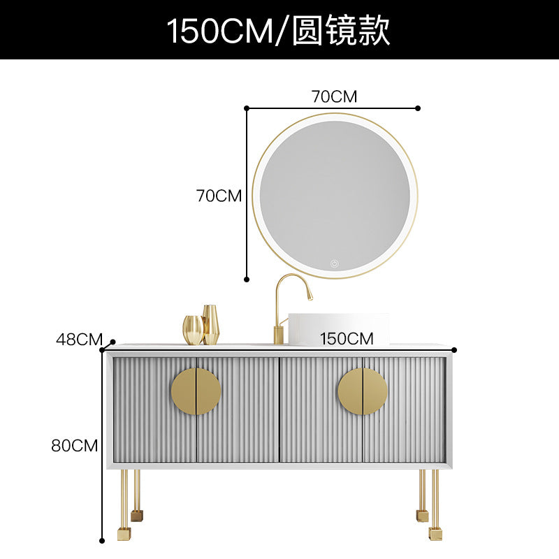 Oak bathroom cabinet Floor-to-ceiling light luxury washbasin cabinet Combined bathroom Hand washstand Bathroom mirror cabinet