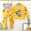 Winterpure cottonkidsheattechintimatessuit three-layer quilted baby high waist belly protection fleece-linedthickened autumn clothes and long trousers