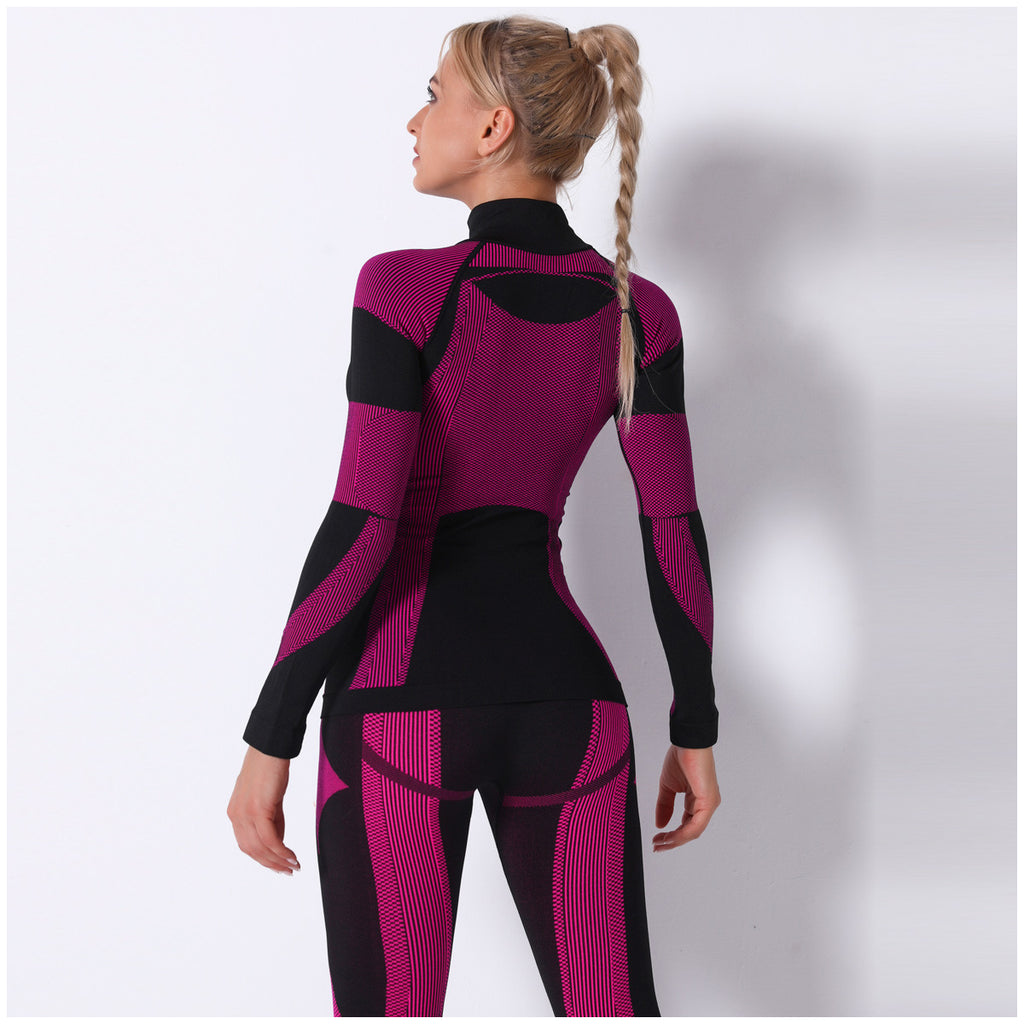 Cross-border new products! Seamless knitted turtleneck long-sleeved sports yoga quick-drying yoga running fitness sweat-absorbing yoga clothes