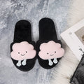 Furry slippers women's flats clouds 2024 fall and winter new arrival one-line outwear home casual plaid warmth furry slippers women