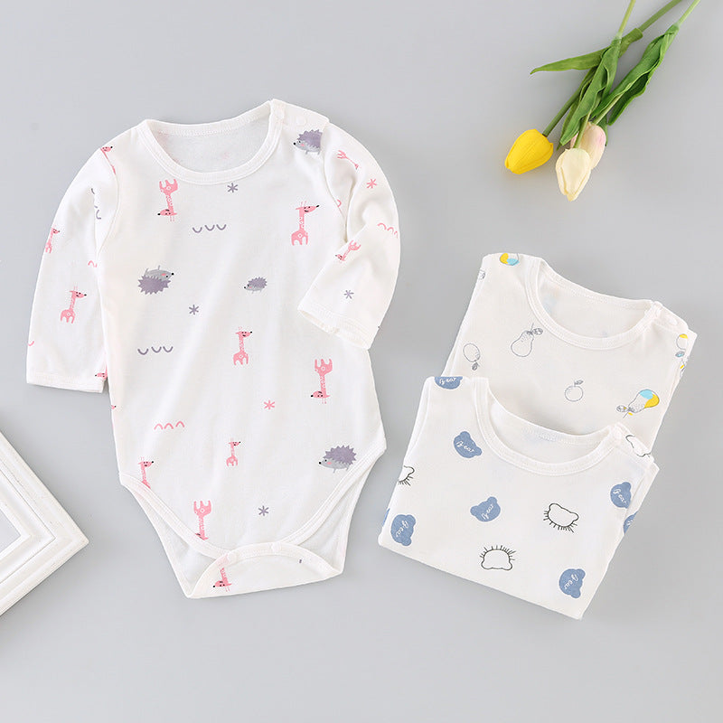 Baby long-sleeve romper: autumn triangle bodysuit, newborn unisex spring/autumn pure cotton crawling suit