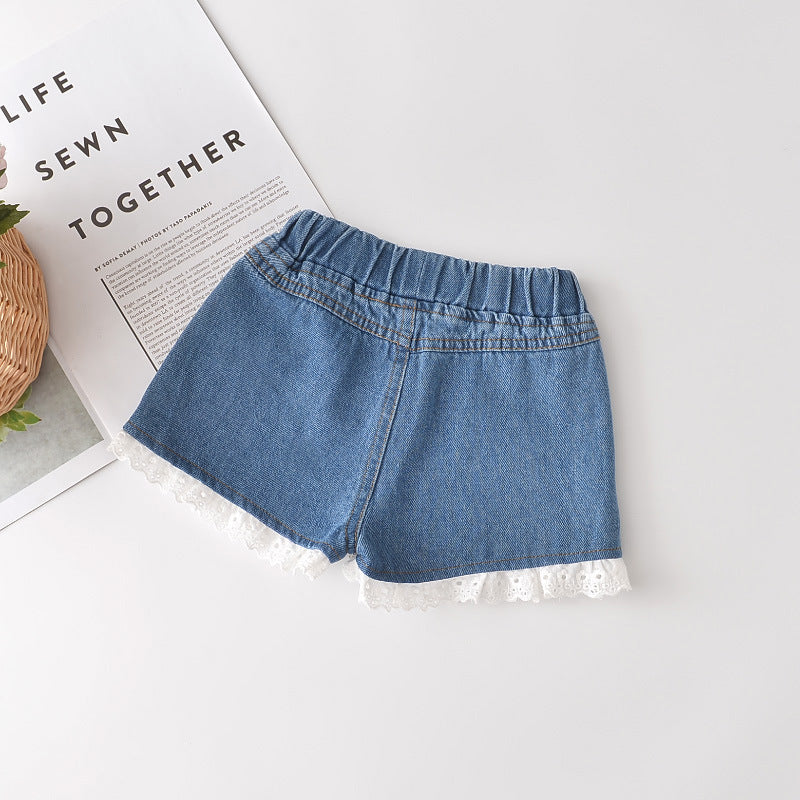 Girls' denim shorts - korean style, trendy & chic, lightweight hot pants for summer, versatile outerwear, perfect for mid-to-large children