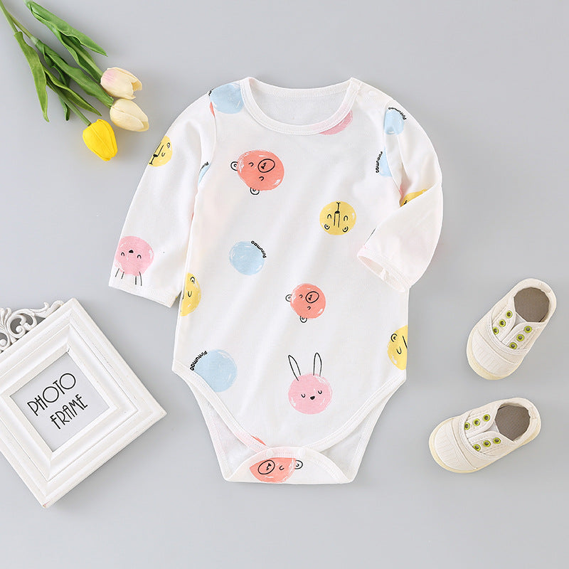 Baby long-sleeve romper: autumn triangle bodysuit, newborn unisex spring/autumn pure cotton crawling suit