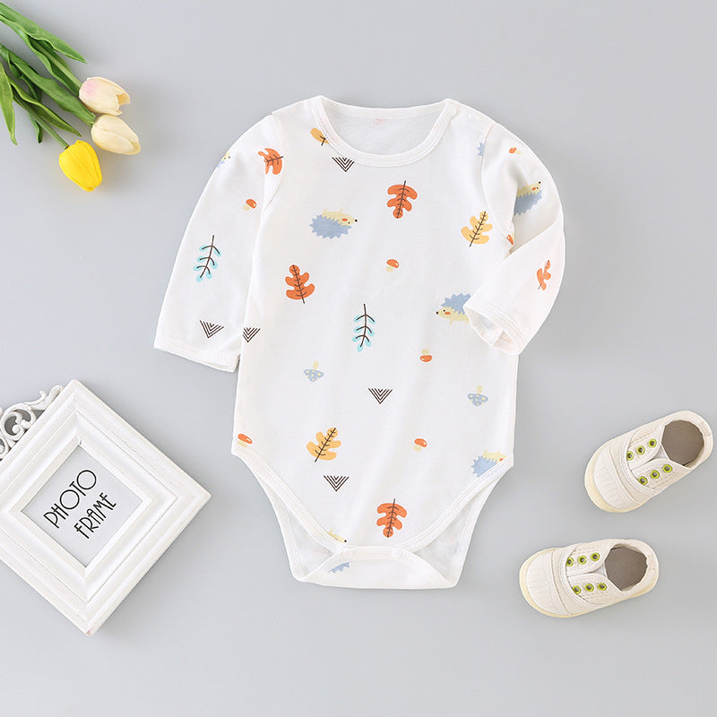 Baby long-sleeve romper: autumn triangle bodysuit, newborn unisex spring/autumn pure cotton crawling suit
