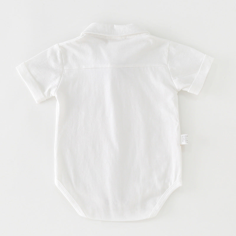 Triangle bag butt shirt short-sleeved baby jumpsuit summer lapel newborn khaki baby clothes one-piece triangle crawl