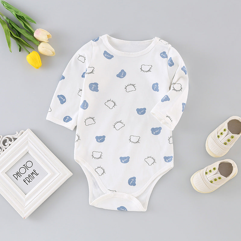 Baby long-sleeve romper: autumn triangle bodysuit, newborn unisex spring/autumn pure cotton crawling suit