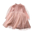 Insautumnew arrivalgirllong sleevessdressgirl stylesequin puff sleeveknitting gauze skirtkids skirt