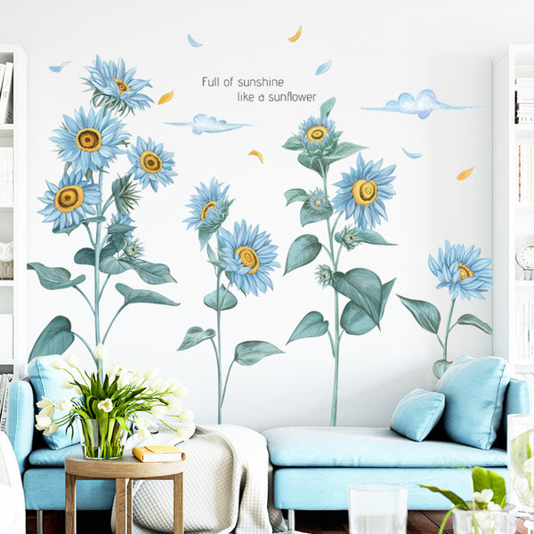 Sunflower wall sticker plant pastoral flower bedroom sofa warm background wallpaper self-adhesive dormitory arrangement sticker painting