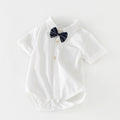 Triangle bag butt shirt short-sleeved baby jumpsuit summer lapel newborn khaki baby clothes one-piece triangle crawl