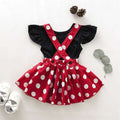 new girls' skirt set: solid color flutter sleeve top + polka dot suspender skirt - wholesale & dropshipping available