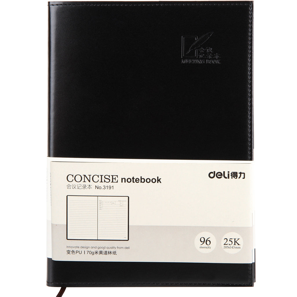 Deli 3191 mid-range meeting record book 96 business office soft pu leather notebook