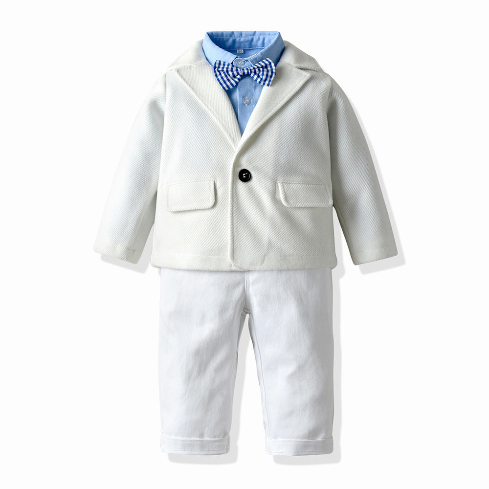 Export children's clothing fall and winternew arrival small and medium-sized children's clothing boysoutwearlong sleeves suit kids dress three-piece set