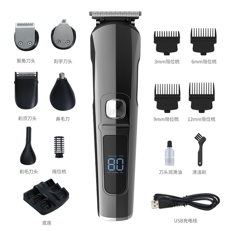 multifunctional electric hair clipper set - digital display, trimmer, shaver, hair cutting scissors, professional salon grade
