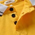 K-stylesummernew arrivalgirl khaki dressfake two-piece children's clothing short-sleeved polo wearkids lapel pleated skirt