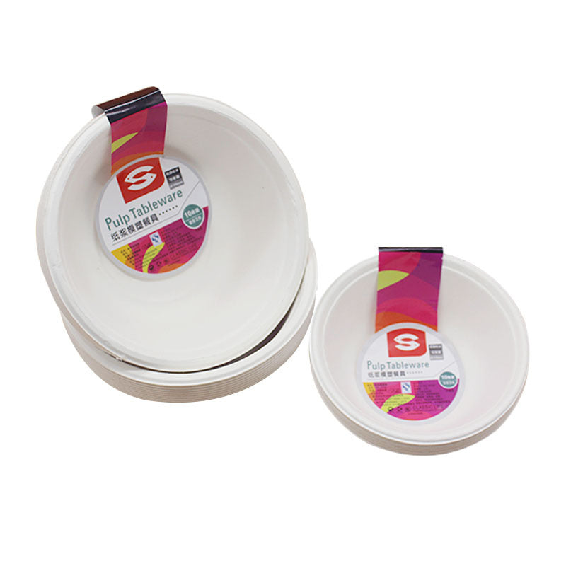 Wholesale ready-to-ship disposable paper bowls for home use, made from sugarcane pulp, biodegradable, deep dish, molded tableware, food grade